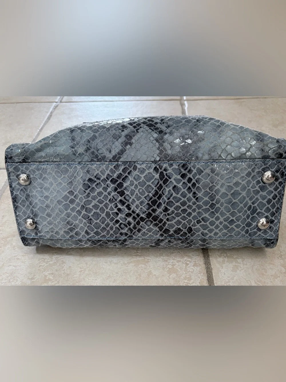 Michael Kors Hamilton blue snake-skin embossed satchel with matching wallet